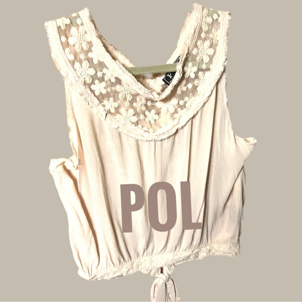 Pale Pink Ruffled Tie back bottom Blouse with lace and frayed seams